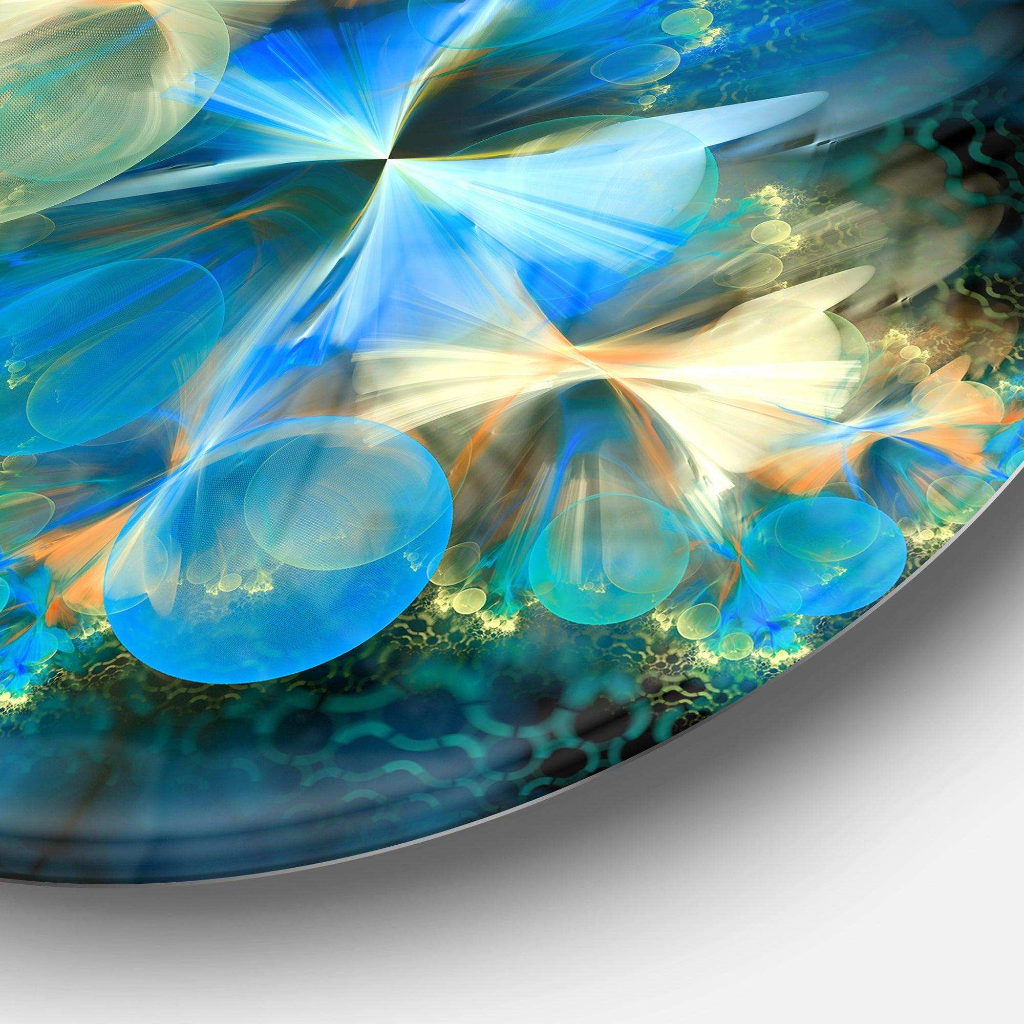 Fractal Blue Bubbles - Abstract Circle Metal Wall Decor