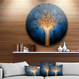 Fractal Blue Dragon Flower - Abstract Metal Circle Wall Art