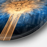 Fractal Blue Dragon Flower - Abstract Metal Circle Wall Art