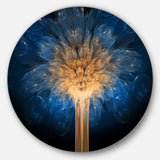 Fractal Blue Dragon Flower - Abstract Metal Circle Wall Art