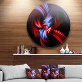 Fractal Red Connected Stripes - Abstract Metal Circle Wall Art