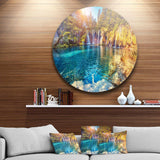 Turquoise Water and Sunny Beams - Landscape Photography Oversized Circle Metal Wall Art