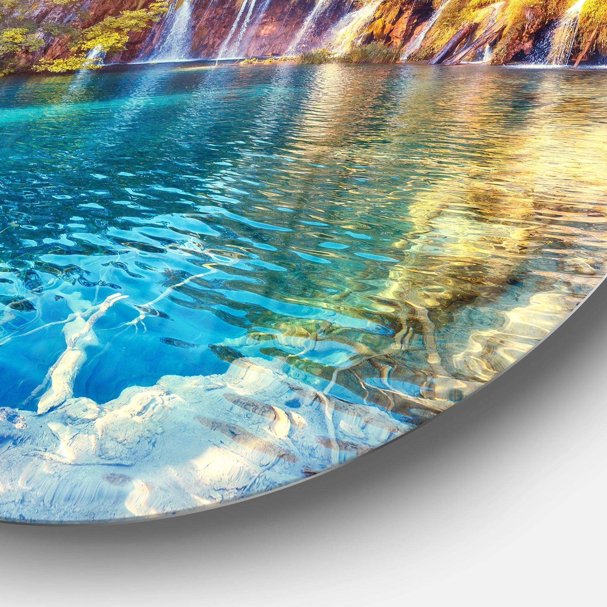 Turquoise Water and Sunny Beams - Landscape Photography Oversized Circle Metal Wall Art