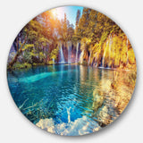 Turquoise Water and Sunny Beams - Landscape Photography Oversized Circle Metal Wall Art