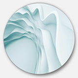 Fractal Large Blue 3D Waves - Abstract Metal Circle Wall Art