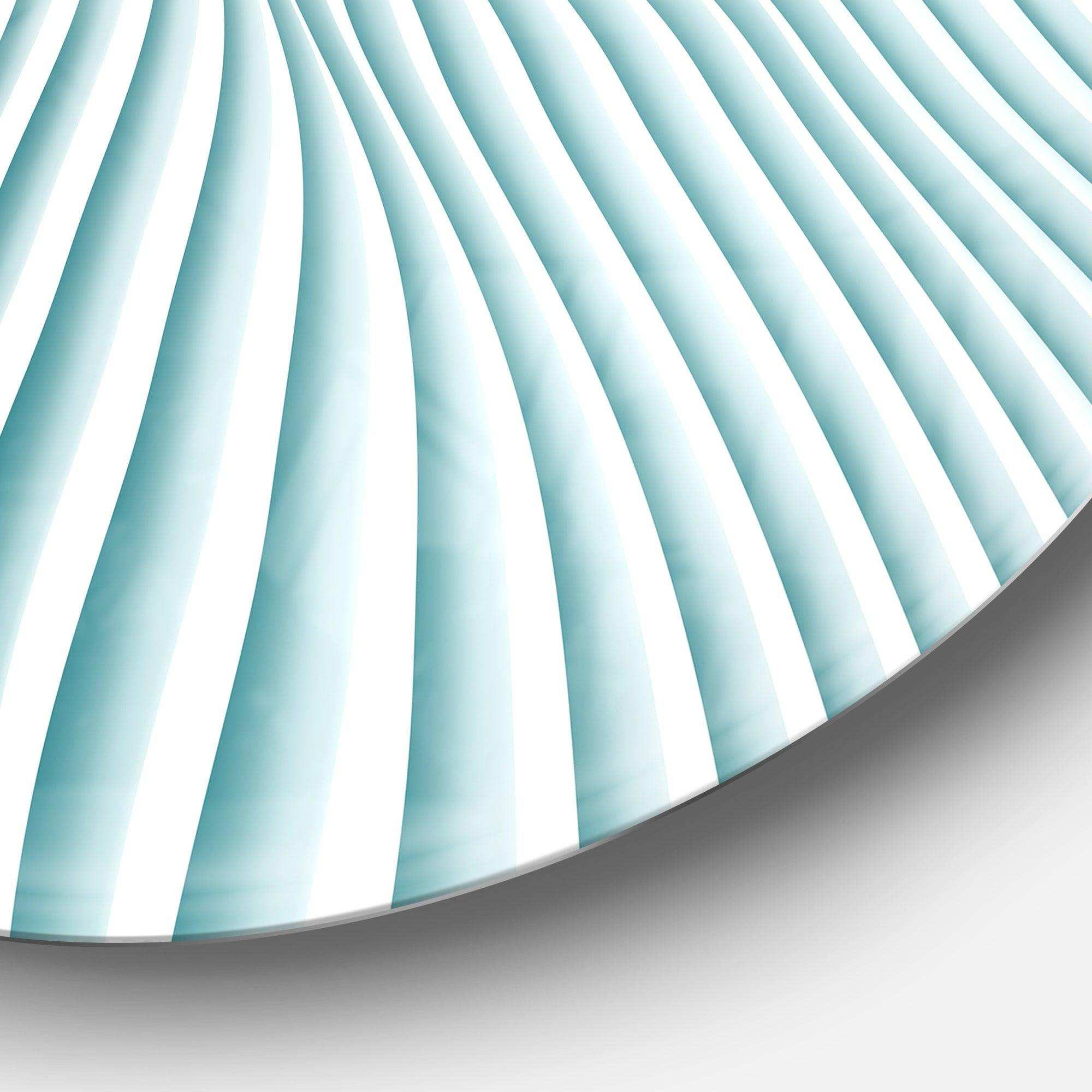 Fractal Small Blue 3D Waves - Abstract Round Metal Wall Art