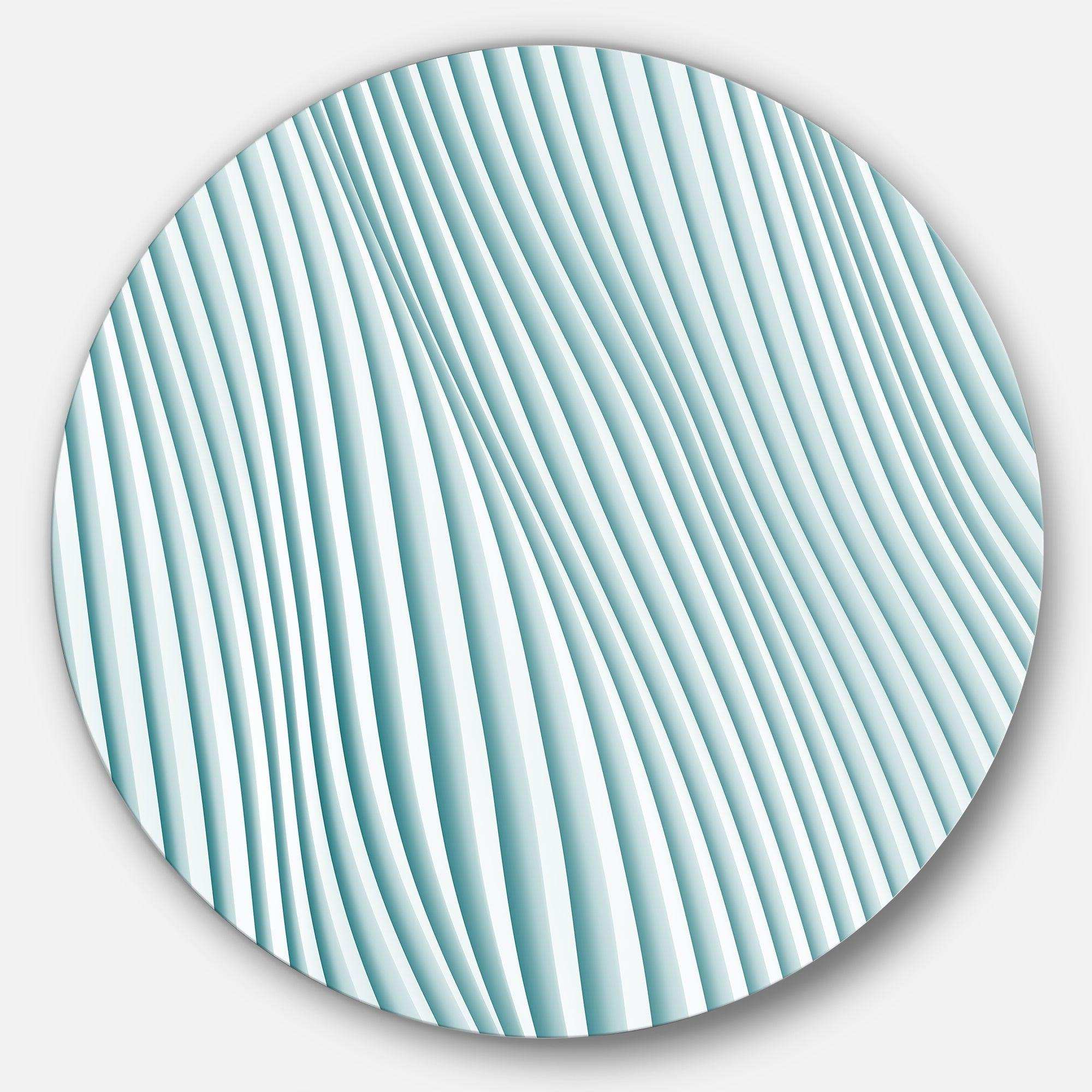 Fractal Small Blue 3D Waves - Abstract Round Metal Wall Art