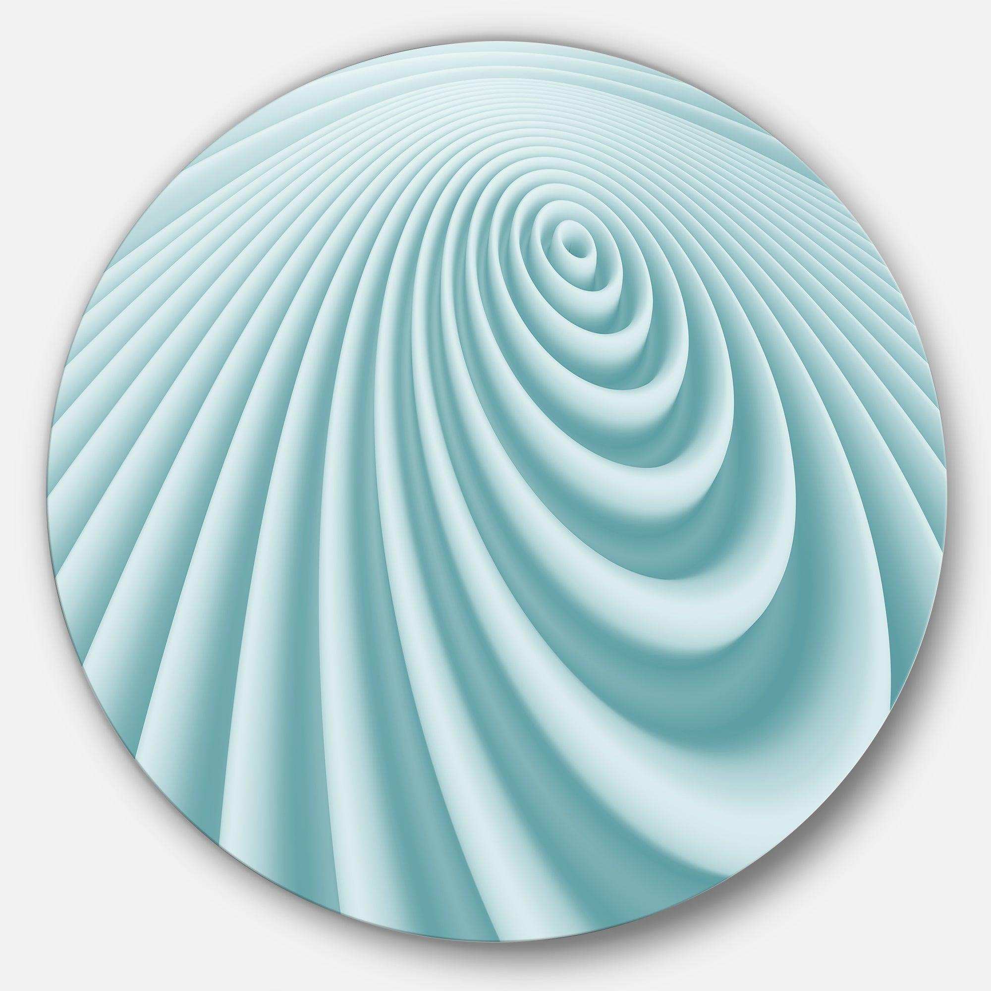 Fractal Rounded Blue 3D Waves - Abstract Circle Metal Wall Decor