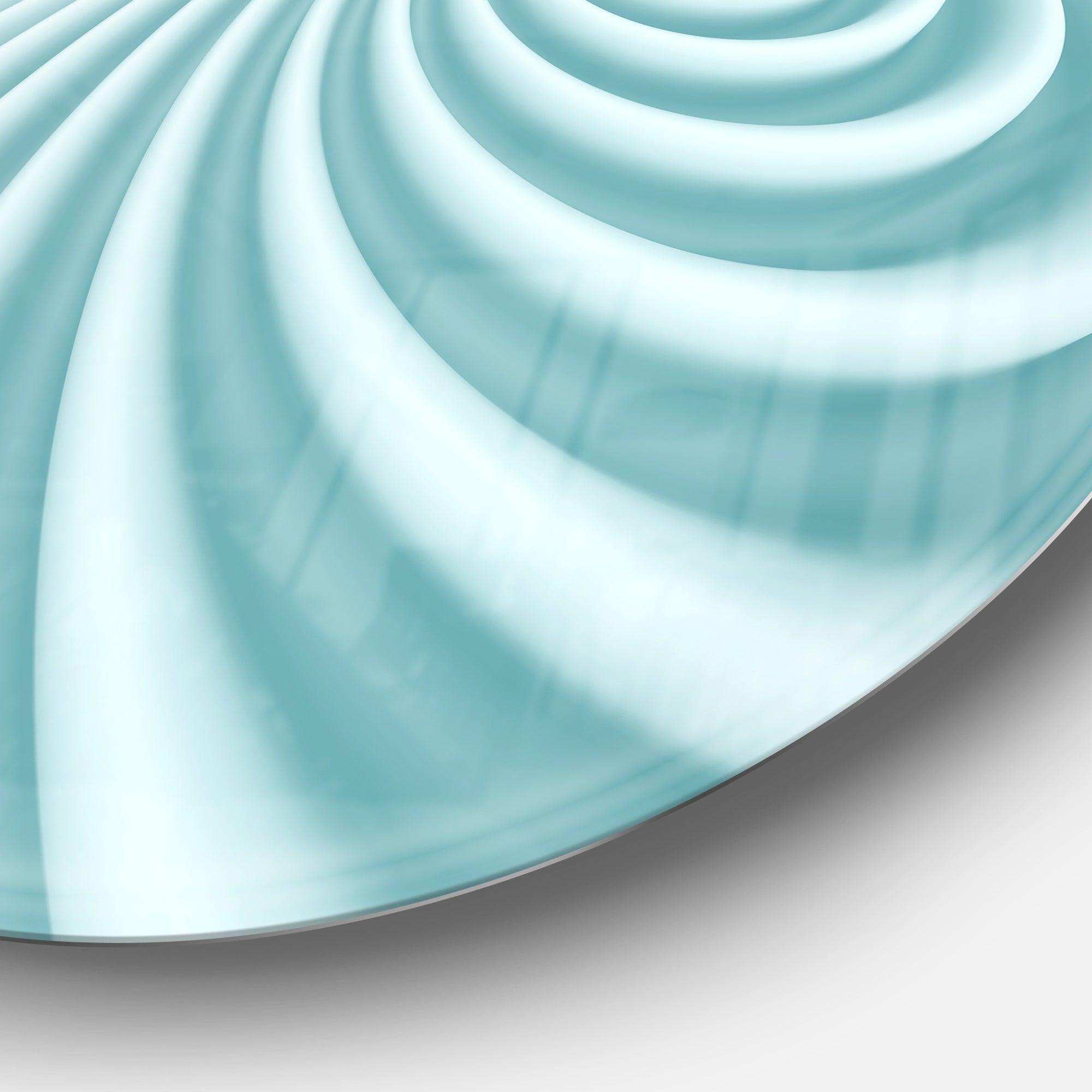 Fractal Rounded Blue 3D Waves - Abstract Circle Metal Wall Decor