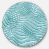 Fractal Rippled Blue 3D Waves - Abstract Circle Metal Wall Decor