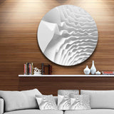 Fractal Curved White 3D Waves - Abstract Round Metal Wall Art