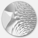 Fractal Curved White 3D Waves - Abstract Round Metal Wall Art
