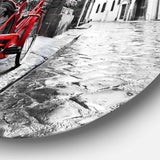 Retro Vintage Red Bike - Architecture Oversized Circle Metal Wall Art