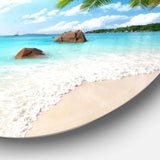 Praslin Island Seychelles Beach - Coastal Round Metal Wall Art