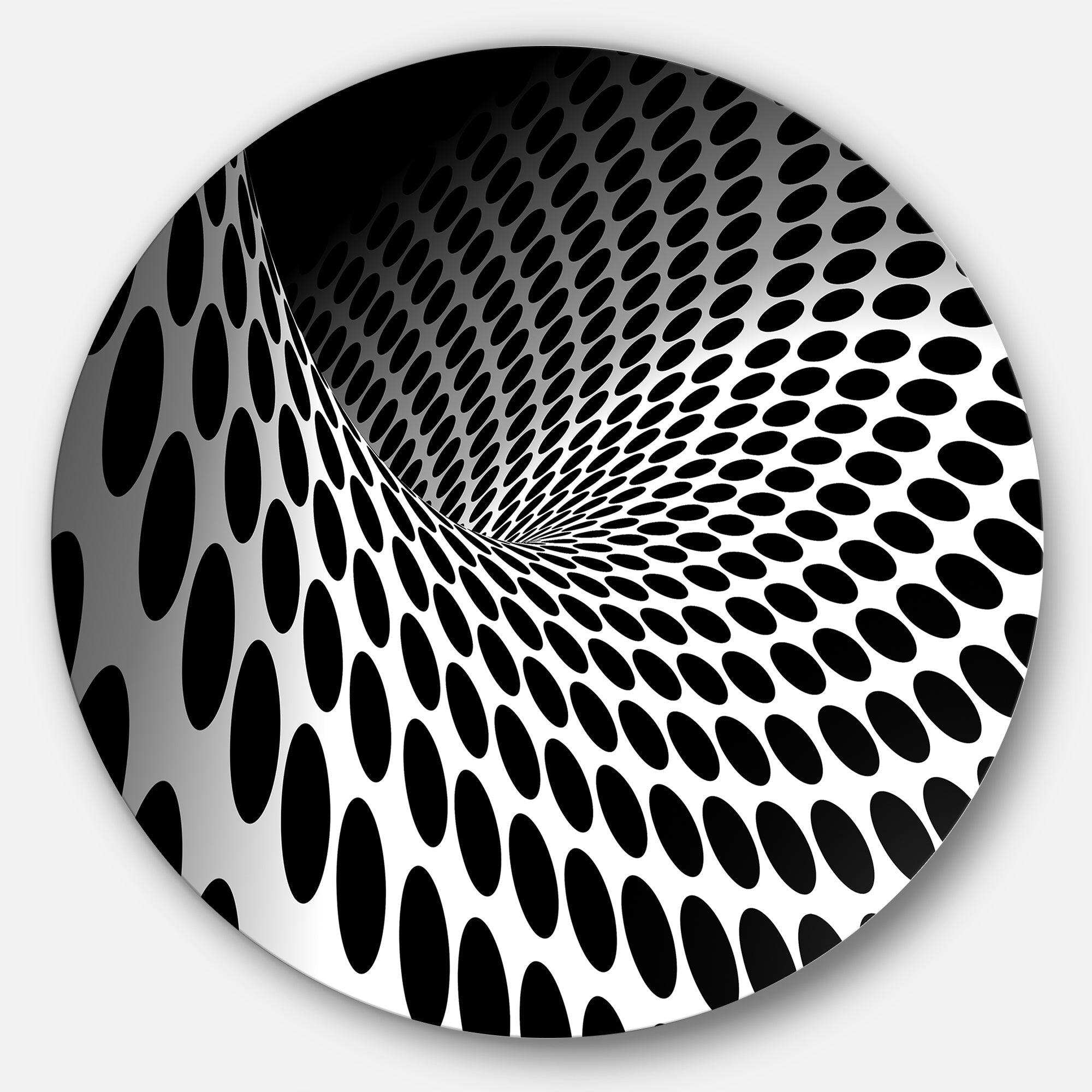 Waves and Circles Black n’ White - Abstract Circle Metal Wall Decor