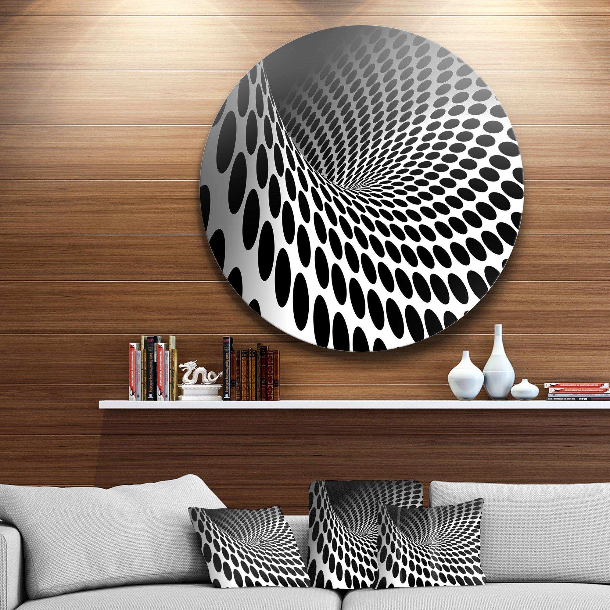 Waves and Circles Black n’ White - Abstract Circle Metal Wall Decor