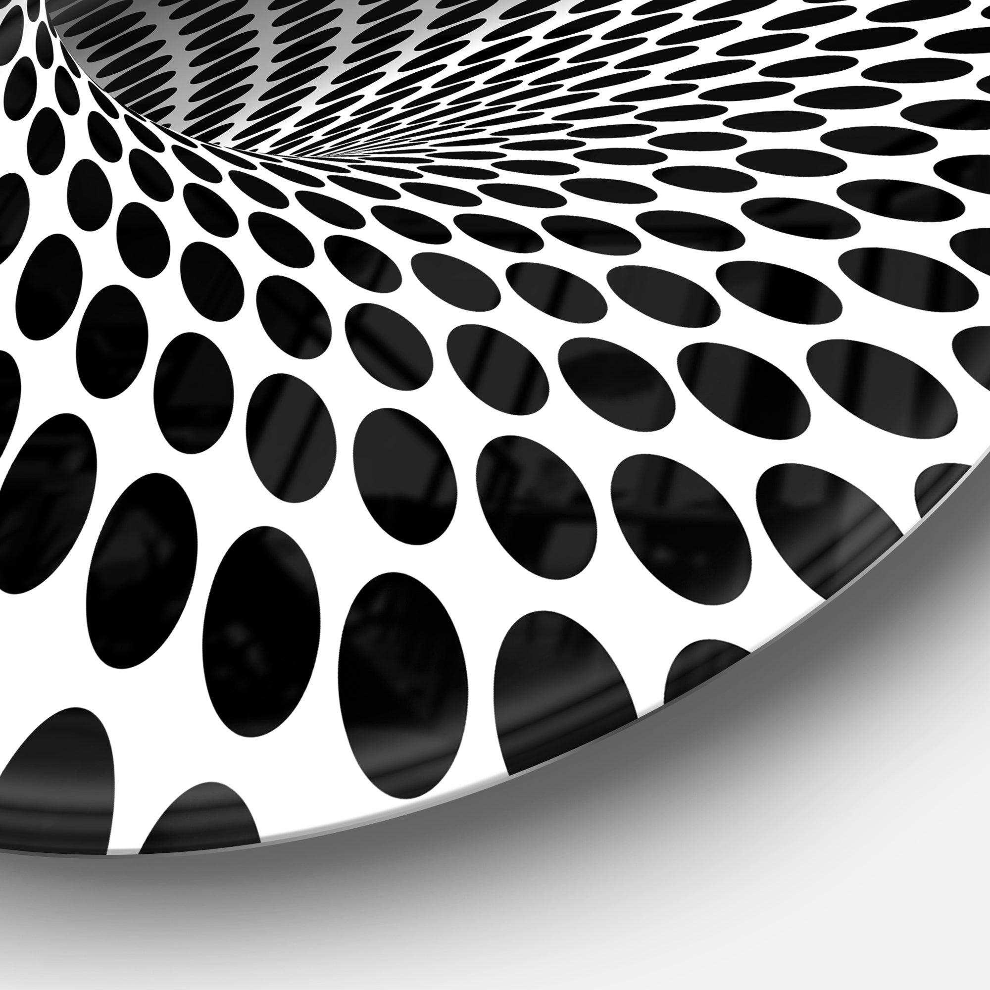 Waves and Circles Black n’ White - Abstract Circle Metal Wall Decor