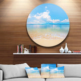 Large Clouds Over Calm Beach - Sea & Shore Round Metal Wall Art