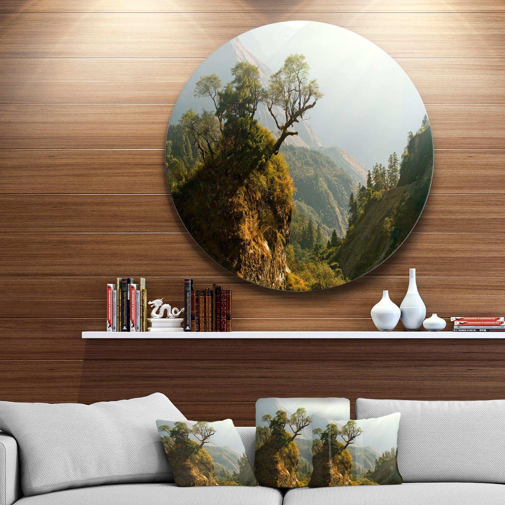 Enchanted Nepal Mountains - Landscape Photography Metal Circle Wall Art