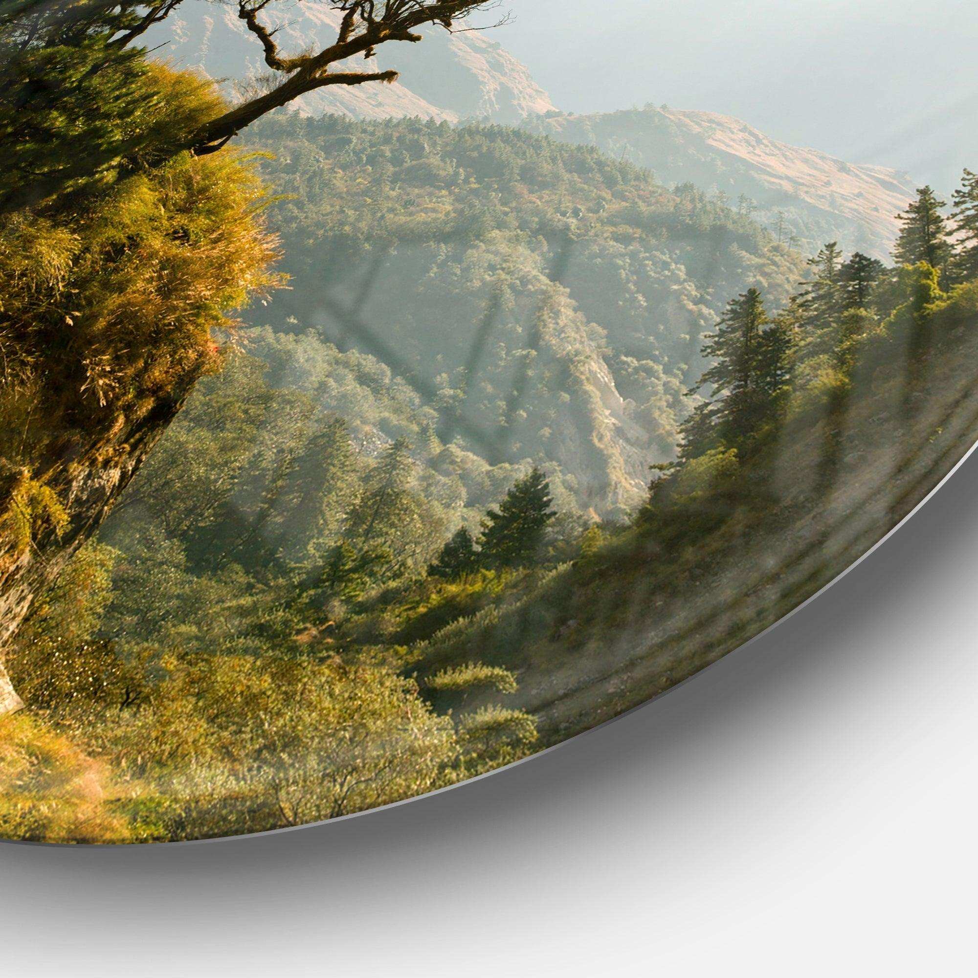 Enchanted Nepal Mountains - Landscape Photography Metal Circle Wall Art
