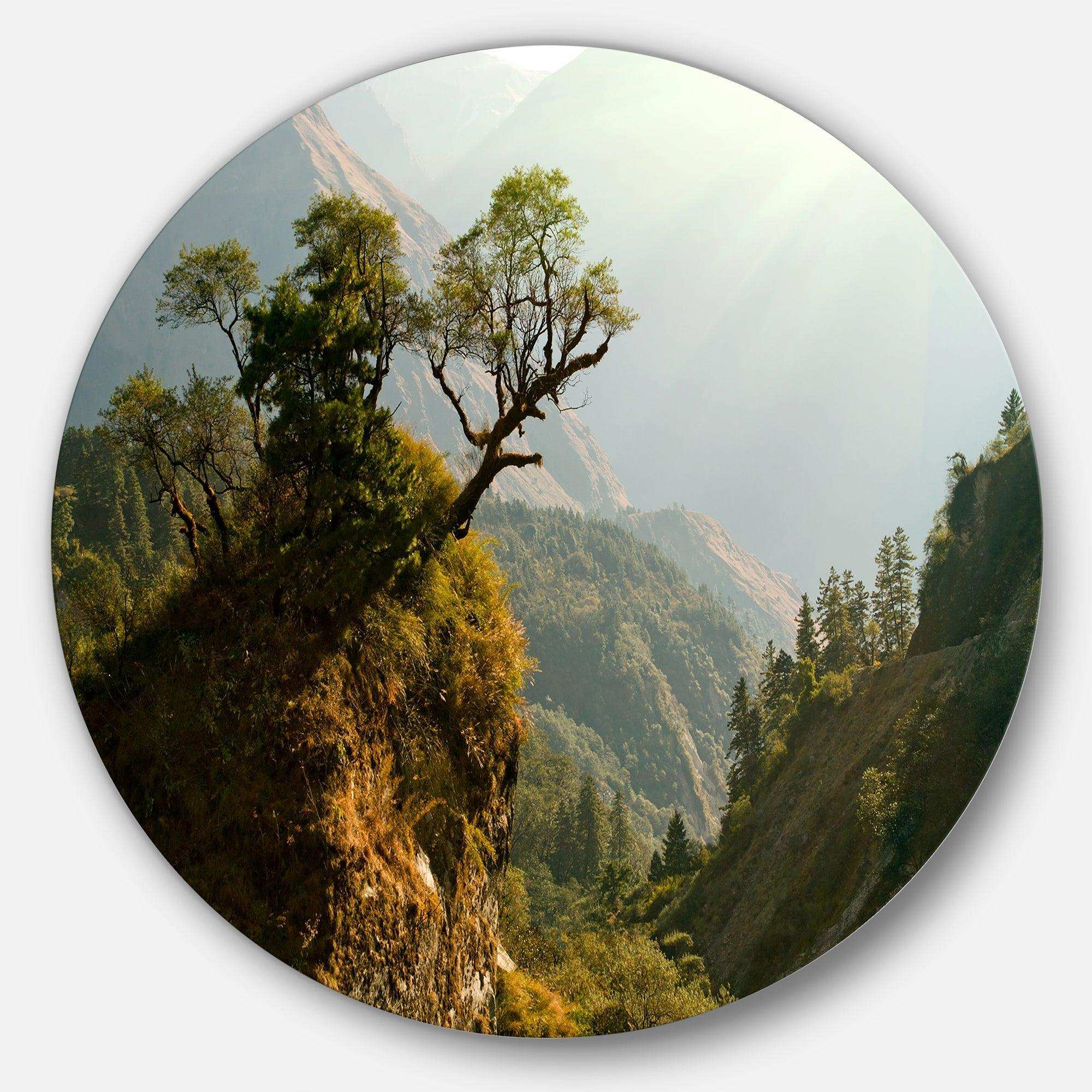 Enchanted Nepal Mountains - Landscape Photography Metal Circle Wall Art