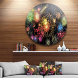 Colorful Fireworks at Night Sky - Landscape Photography Circle Metal Wall Decor