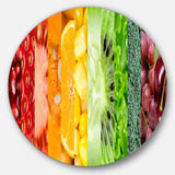 Fruits Berries and Vegie Collage - Floral Circle Metal Wall Decor