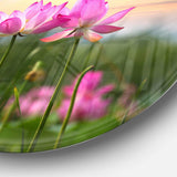Blooming Lotus Flowers at Sunset - Floral Circle Metal Wall Decor