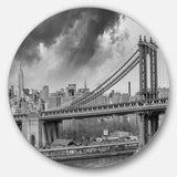 Gray Manhattan Skyline - Cityscape Photography Round Metal Wall Art