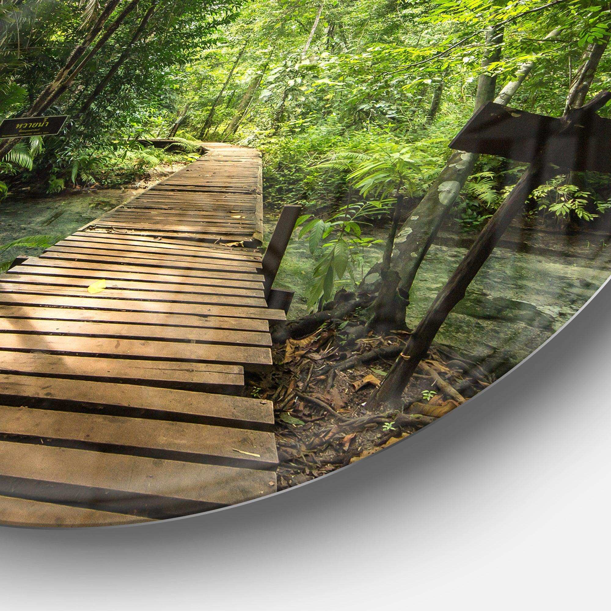 Forest Way to Emerald Pool - Landscape Round Metal Wall Art