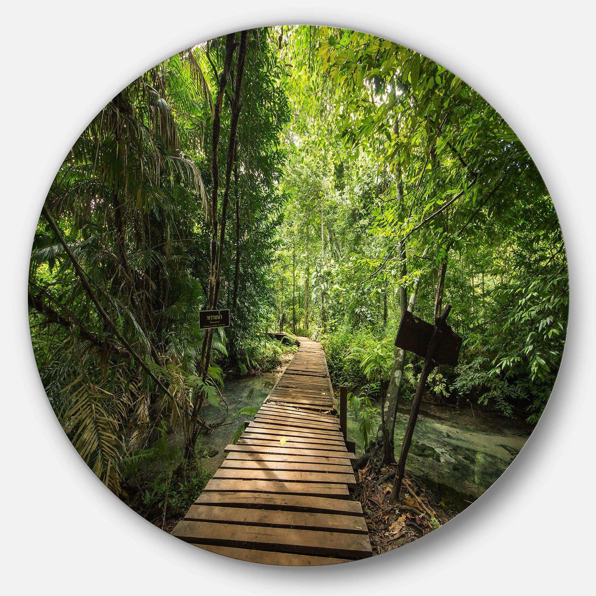 Forest Way to Emerald Pool - Landscape Round Metal Wall Art
