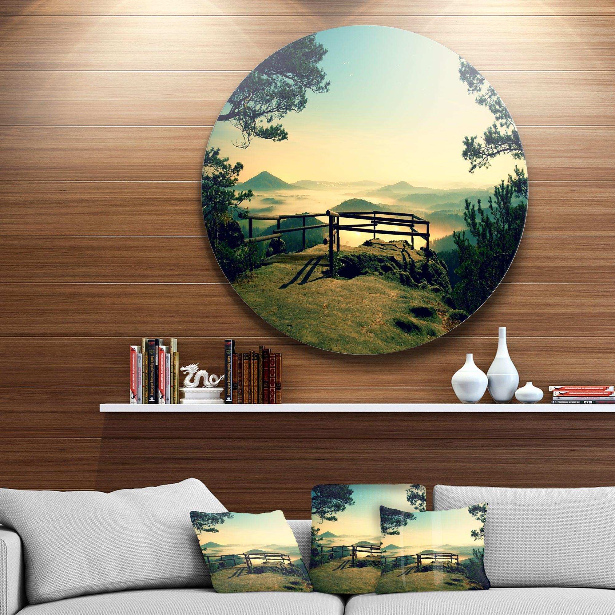 Full Moon Autumn Midnight - Landscape Circle Metal Wall Decor