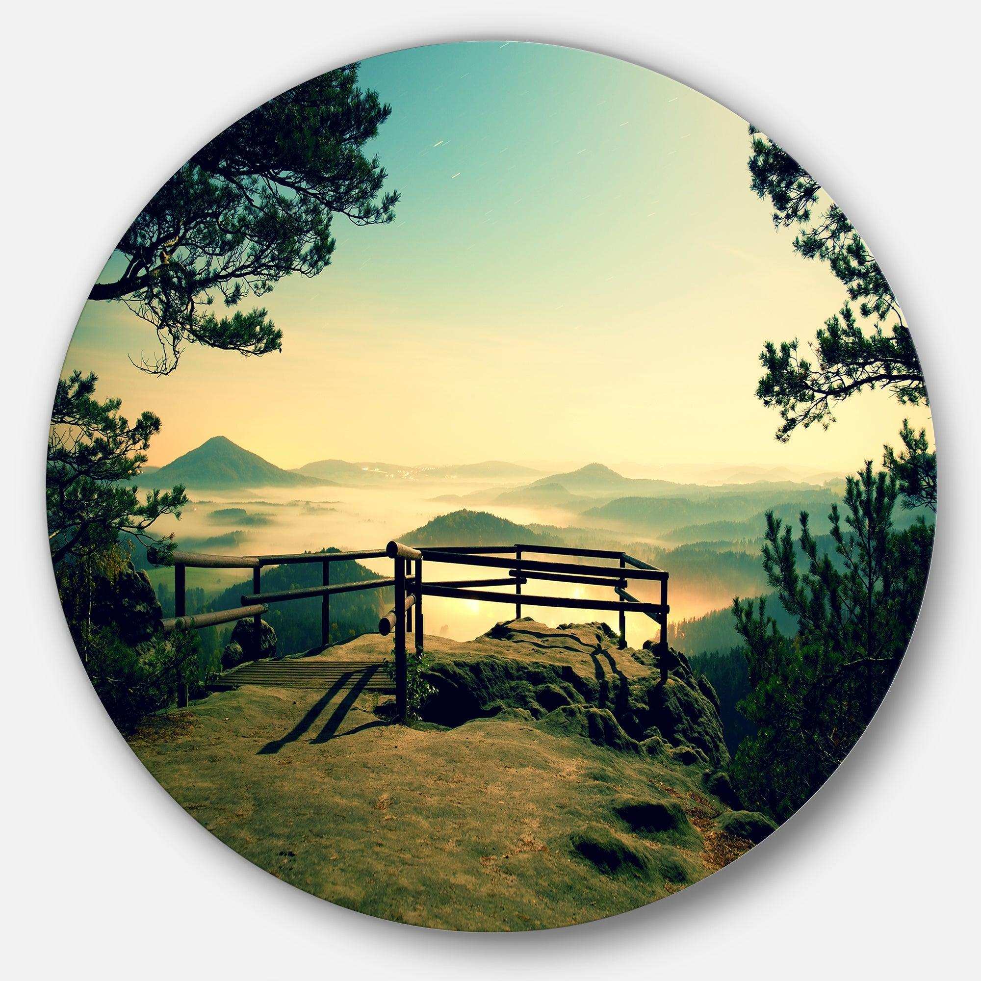 Full Moon Autumn Midnight - Landscape Circle Metal Wall Decor