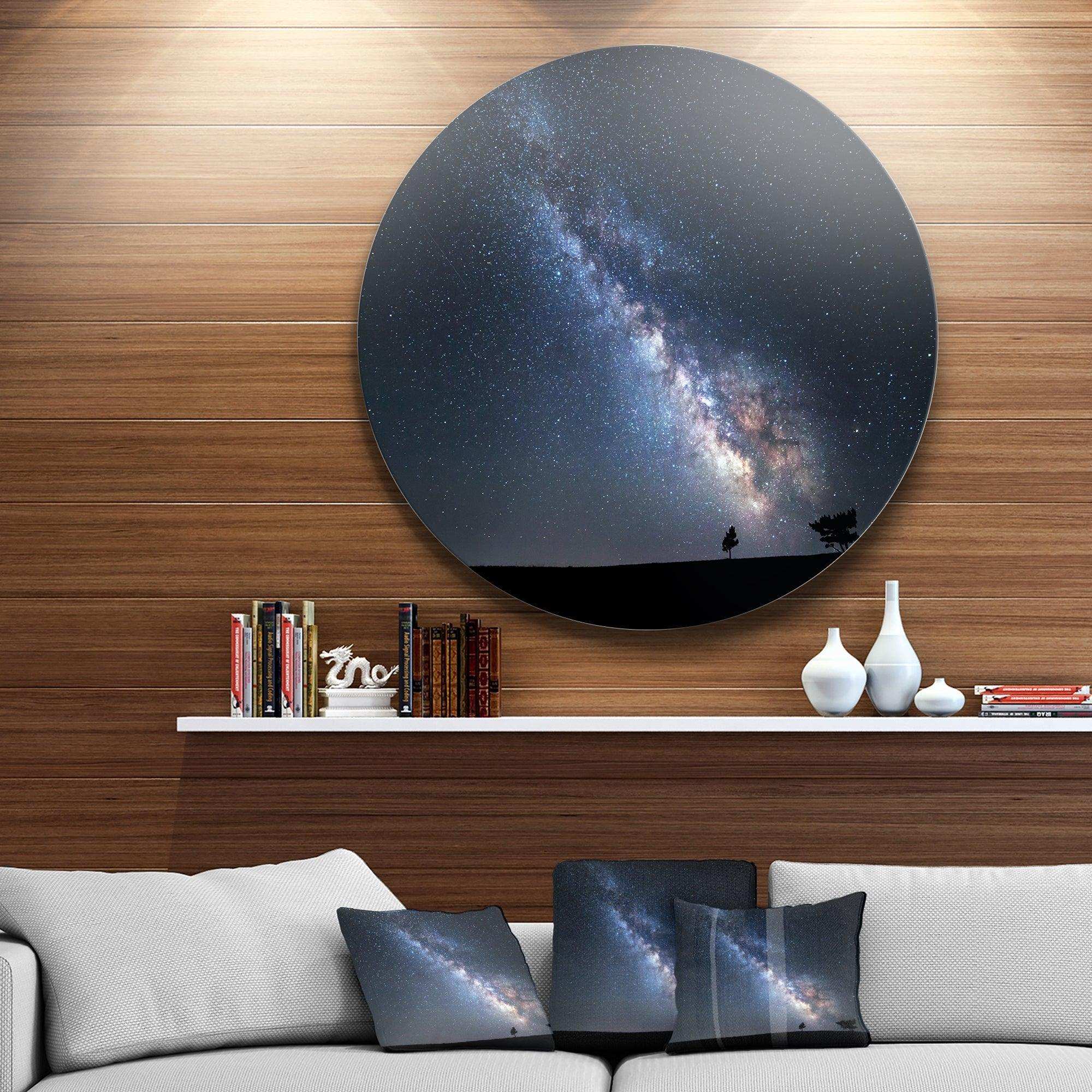 Summer Night with Stars in Crimea - Landscape Metal Circle Wall Art