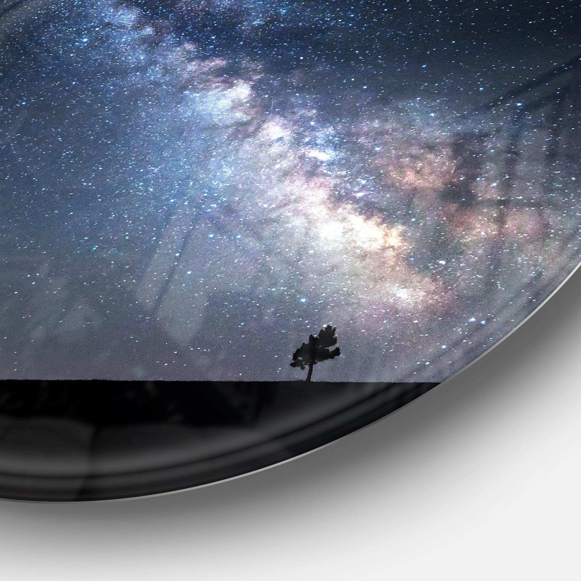 Summer Night with Stars in Crimea - Landscape Metal Circle Wall Art