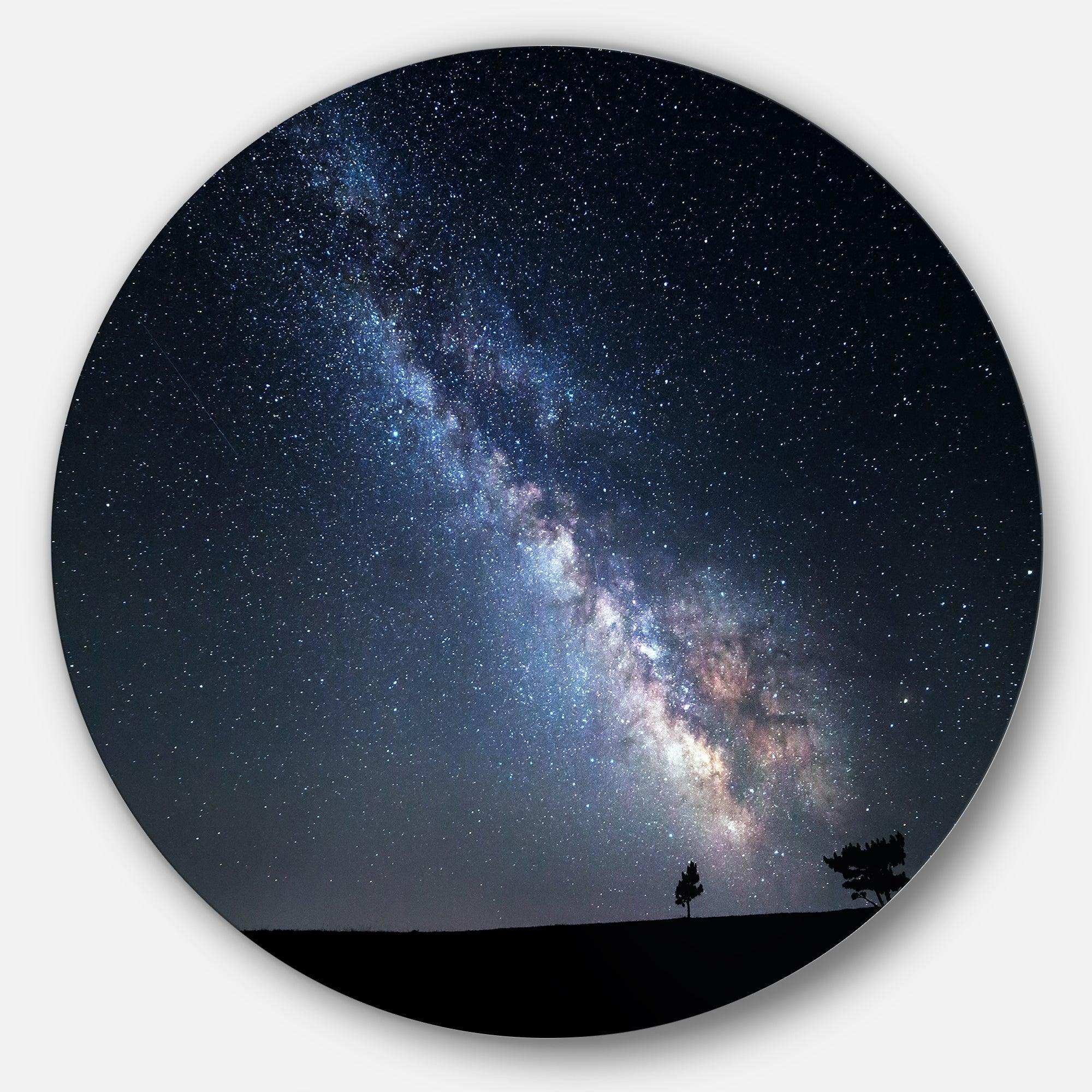 Summer Night with Stars in Crimea - Landscape Metal Circle Wall Art