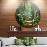 Bright Green Forest in Morning - Landscape Circle Metal Wall Decor
