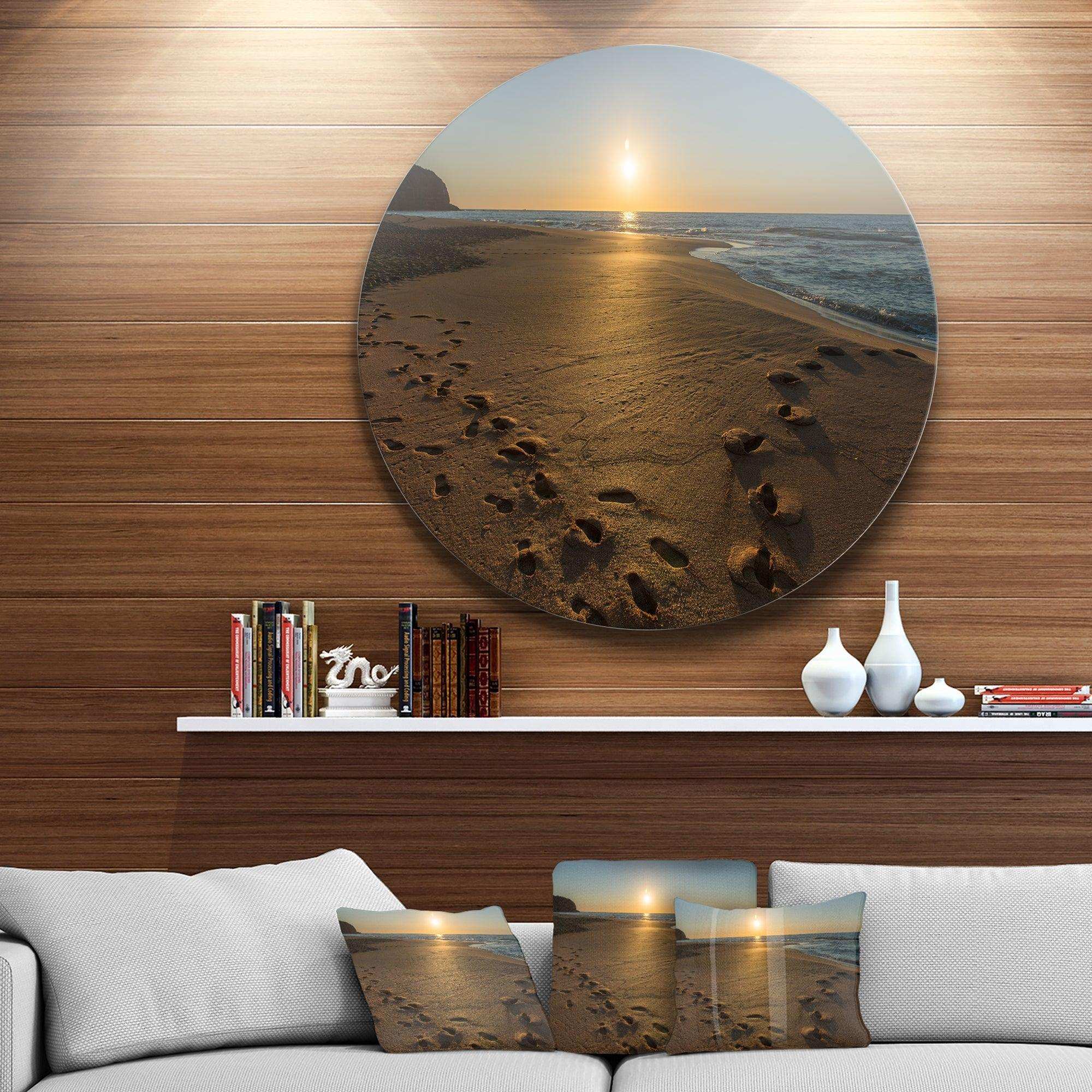 Sydney Seashore at Sunrise - Sea & Shore Metal Circle Wall Art