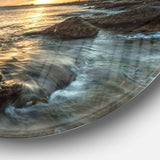 Sydney Beach with Bright Sunset - Sea & Shore Circle Metal Wall Decor