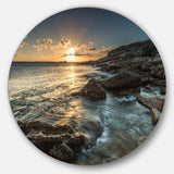 Sydney Beach with Bright Sunset - Sea & Shore Circle Metal Wall Decor