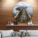 Wooden Pier on North Irish Coastline - Coastal Circle Metal Wall Decor