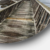 Wooden Pier on North Irish Coastline - Coastal Circle Metal Wall Decor