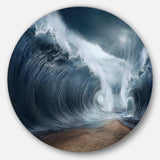 Waves over the Parted Sea Path - Sea & Shore Metal Circle Wall Art