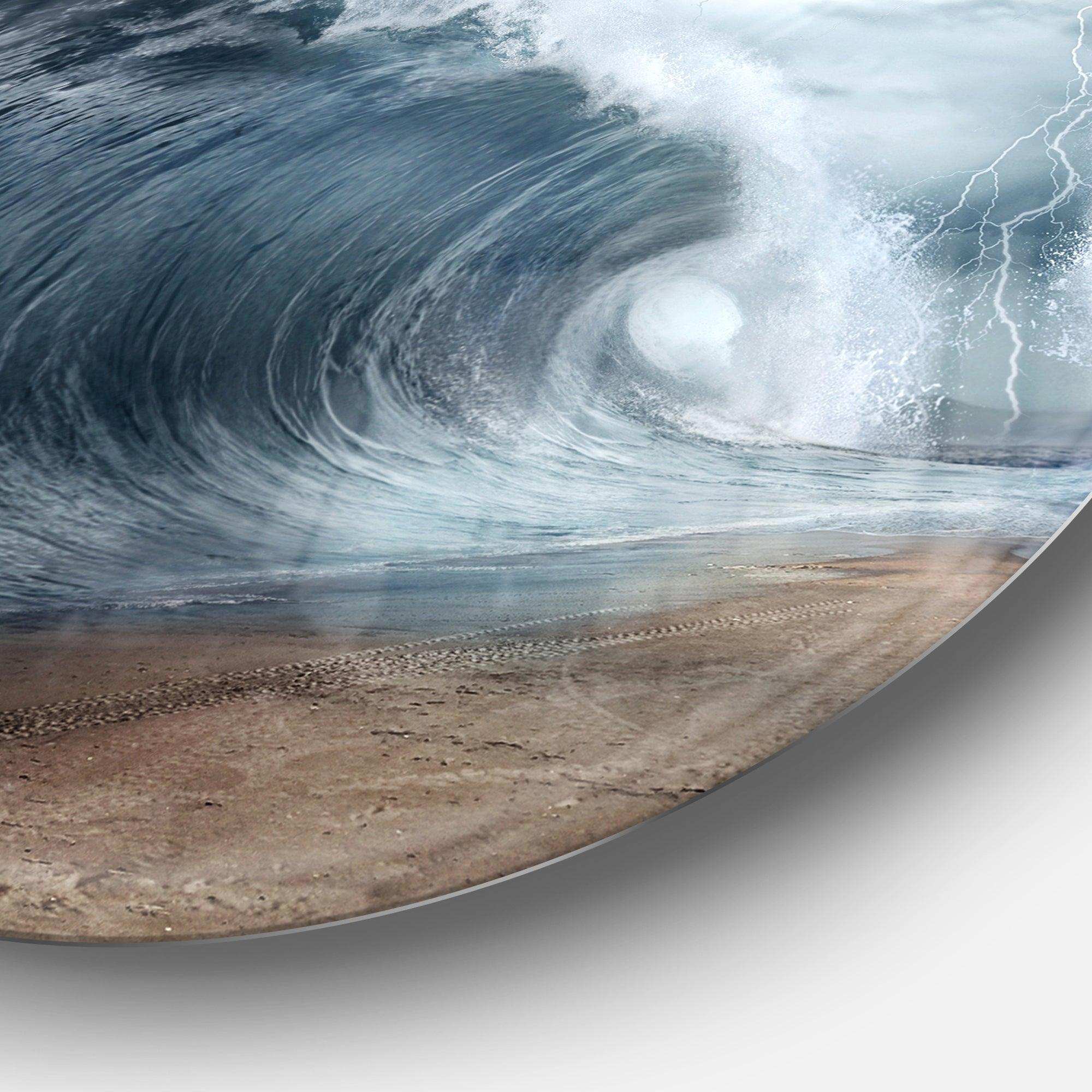 Waves over the Parted Sea Path - Sea & Shore Metal Circle Wall Art