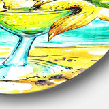 Gold Fish Enjoying Holidays on Beach - Cartoon Animal Circle Metal Wall Decor