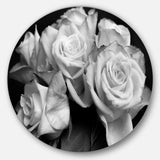Bunch of Roses Black and White - Floral Oversized Circle Metal Wall Art