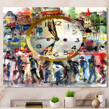 People and Time Acrylic Watercolor - Modern Bedroom Wall Art