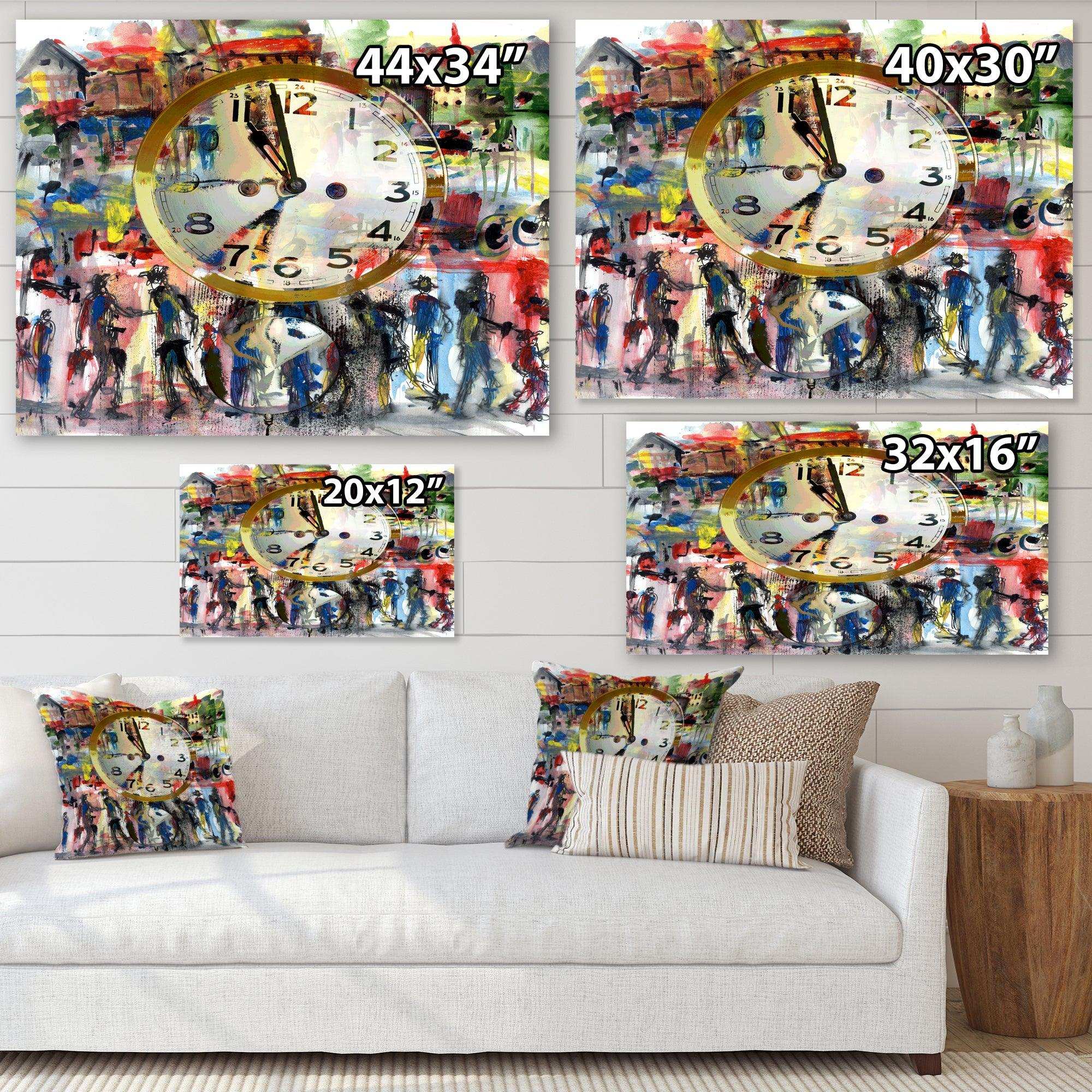 People and Time Acrylic Watercolor - Modern Bedroom Wall Art