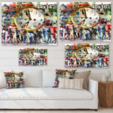 People and Time Acrylic Watercolor - Modern Bedroom Wall Art
