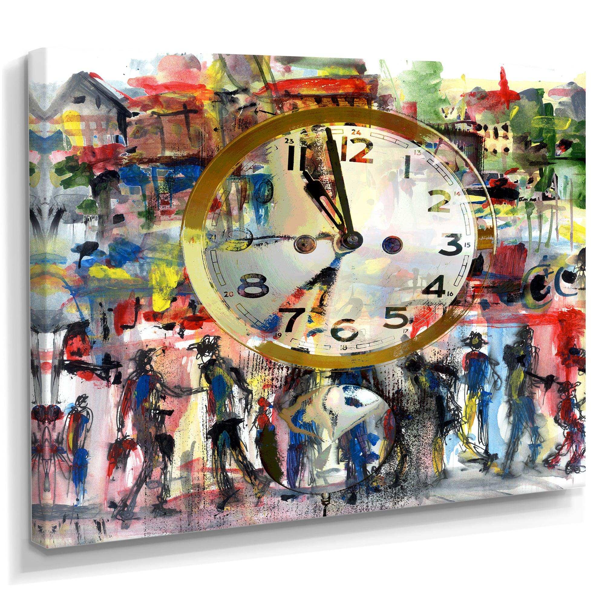 People and Time Acrylic Watercolor - Modern Bedroom Wall Art